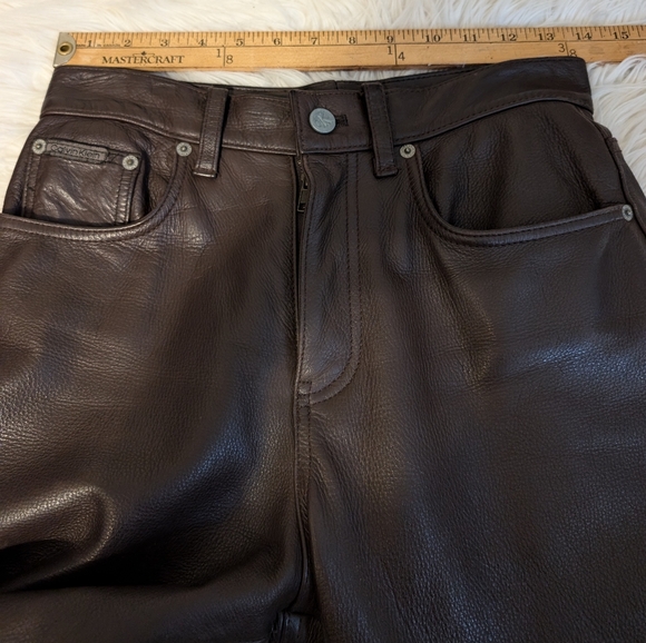 Vintage Calvin Klein 90s Leather Pants 5 / Small Brown - Picture 11 of 13